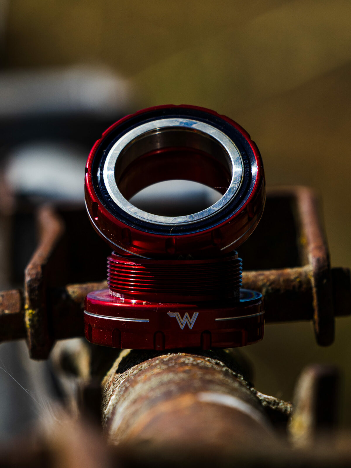 photo of red bottom bracket