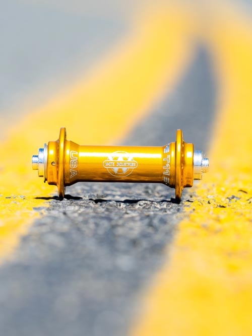 yellow hub on a road