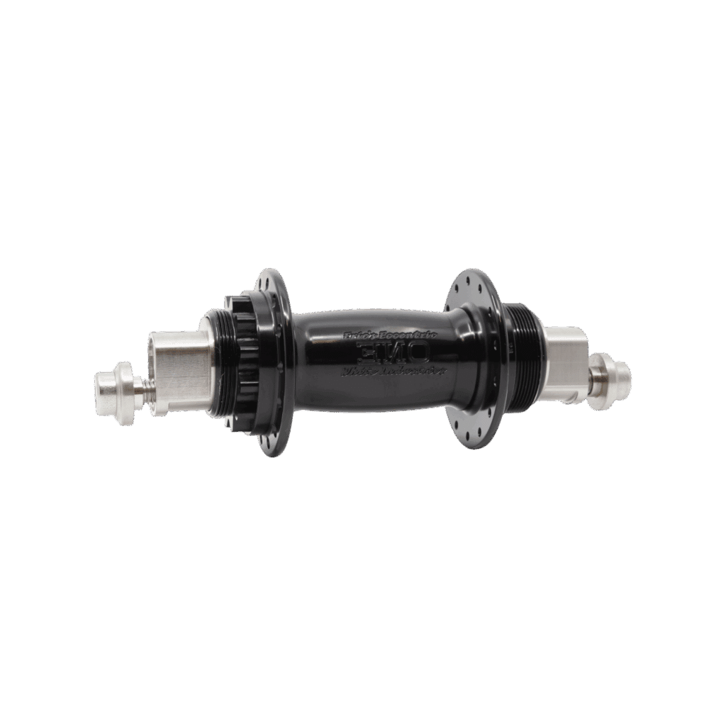 The ENO Flip Flop hub takes a standard threaded freewheel on one side and our proprietary splined fixed gear cogs on the other.
